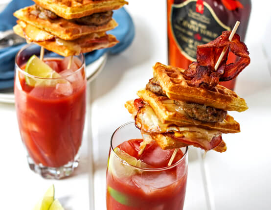 Cheese waffle Grilled Waffle Mary recipes Bloody a  Bacon with bacon