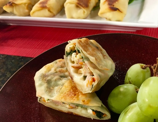 Baked Breakfast Egg Rolls With Canadian Bacon Spinach And Cheese