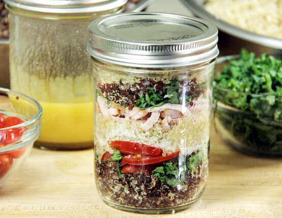 Canadian Bacon Quinoa Kale Mason Jar Salad Recipe