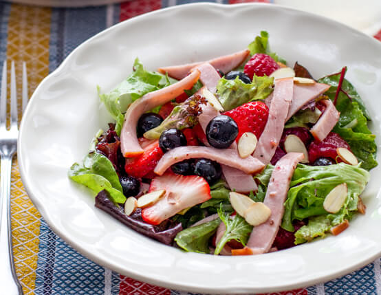 Fresh Berry Salad with Canadian Bacon