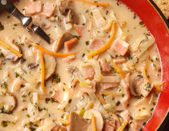 Mushroom, Barley & Canadian Bacon Soup Recipe