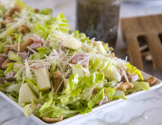 Pear, Cashew & Canadian Bacon Salad with Poppy Seed Dressing Recipe
