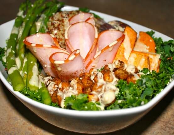 Roasted Veggie and Canadian Bacon Protein Bowls Recipe