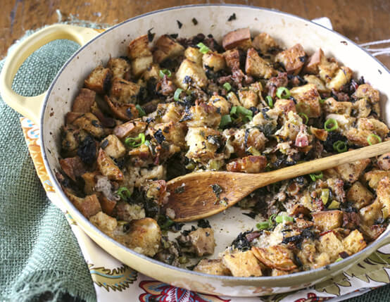 Sourdough, Kale and Jones Sausage and Bacon Stuffing Recipe