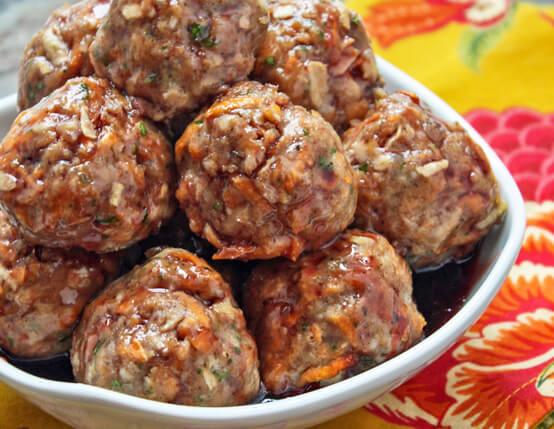 Cranberry-Glazed Sausage, Apple & Sweet Potato Meatballs Recipe