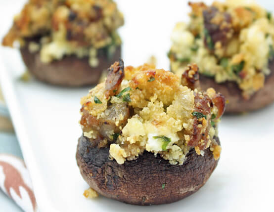 Sausage, Cornbread, & Feta Stuffed Mushrooms Recipe