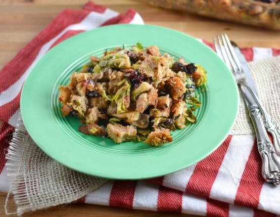 Recipe for Brussels Sprouts, Jones Bacon and Cranberry Stuffing