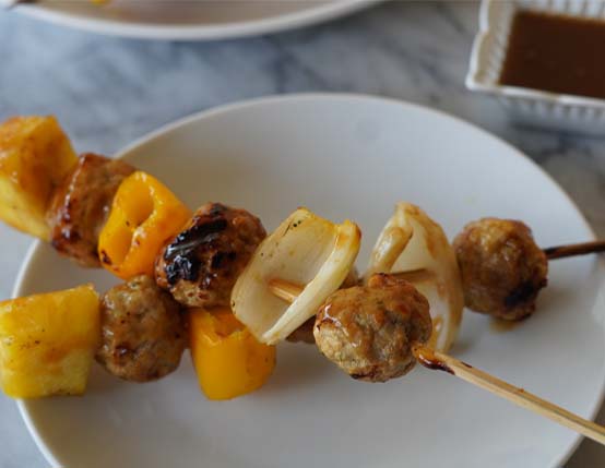 Grilled Sweet & Sour Chicken Meatball Skewers